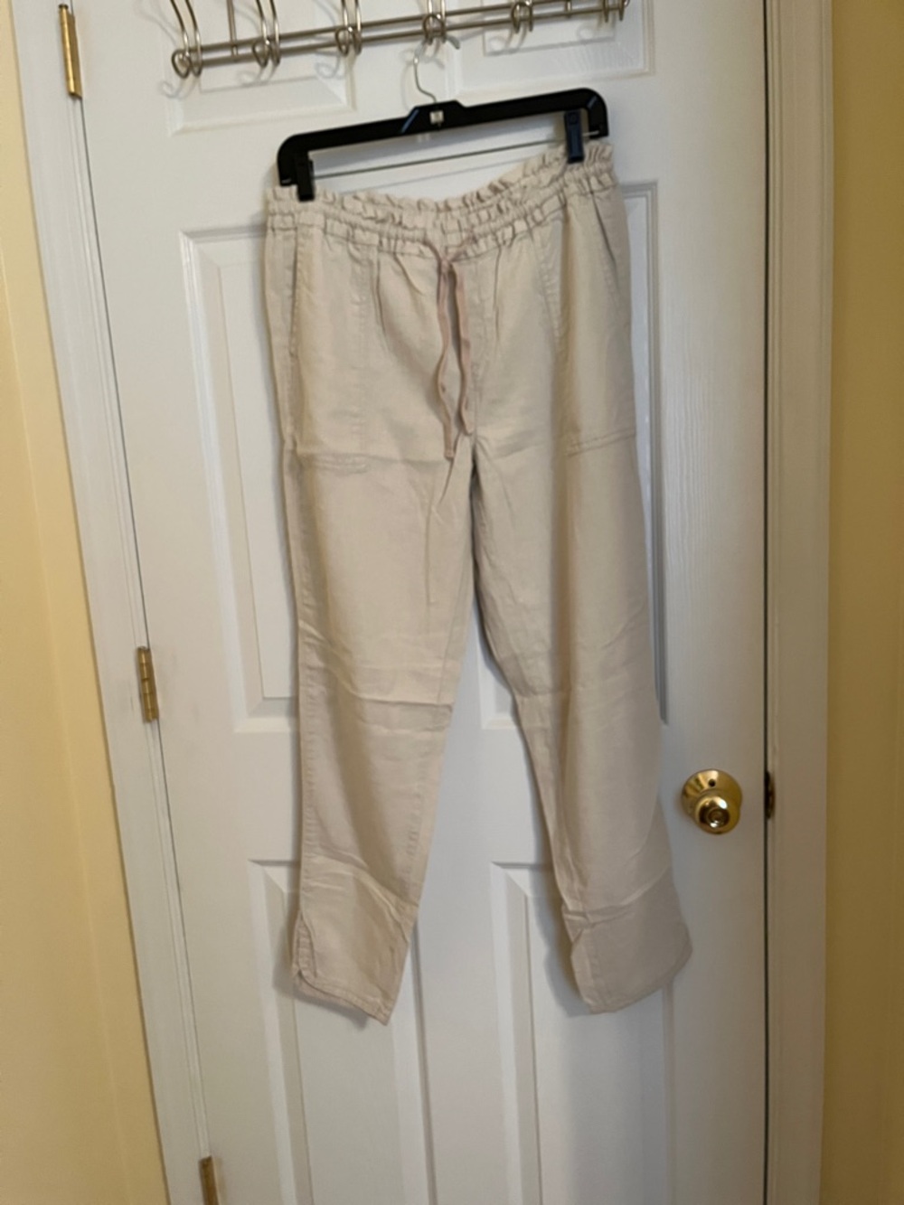 Faded Glory Cream Straight-Leg Drawstring Pants